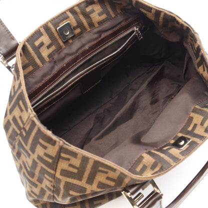 Fendi Tote Zucca Brown Black Canvas Leather Handbag — view 3