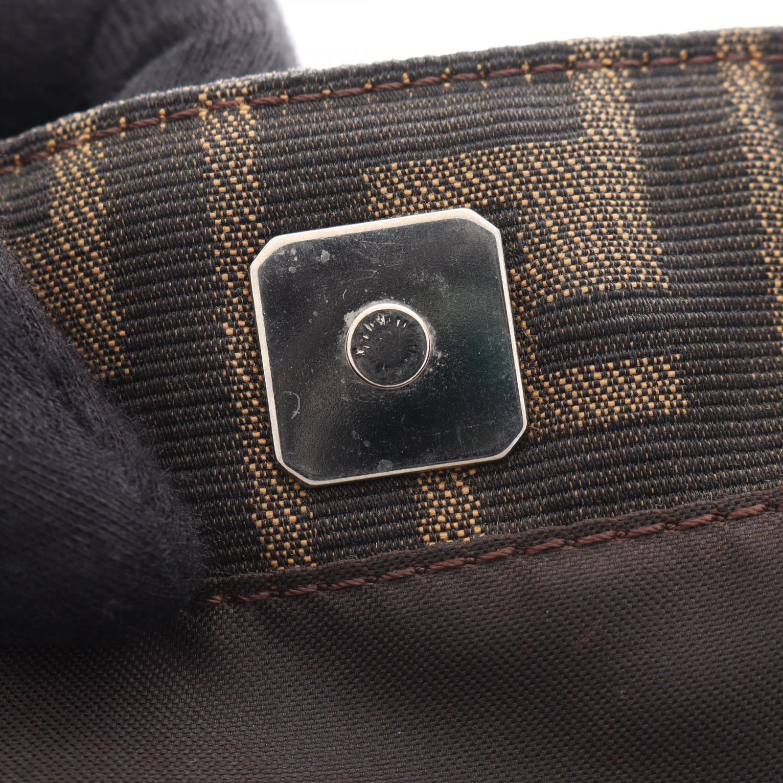Fendi Tote Zucca Brown Black Canvas Leather Handbag — view 6