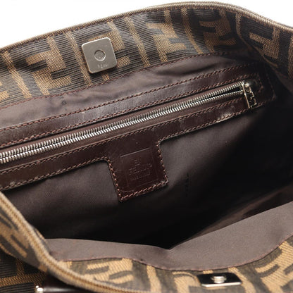 Fendi Tote Zucca Brown Black Canvas Leather Handbag — view 5