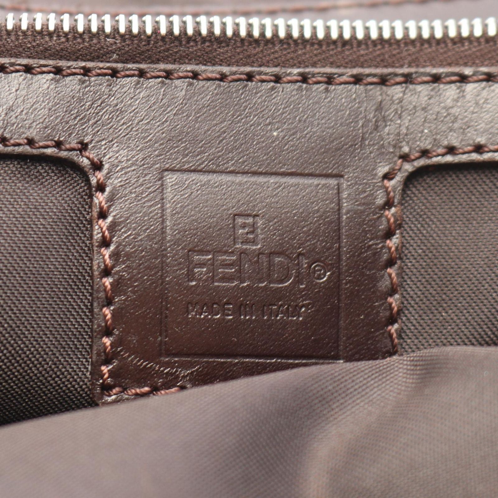Fendi Tote Zucca Brown Black Canvas Leather Handbag — view 4