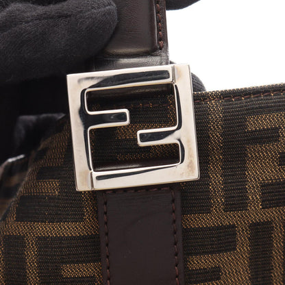 Fendi Tote Zucca Brown Black Canvas Leather Handbag — view 7