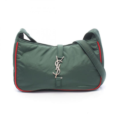 Saint Laurent Paris Shoulder Buckle Cassette Green Red Nylon Leather Le 5 a 7
