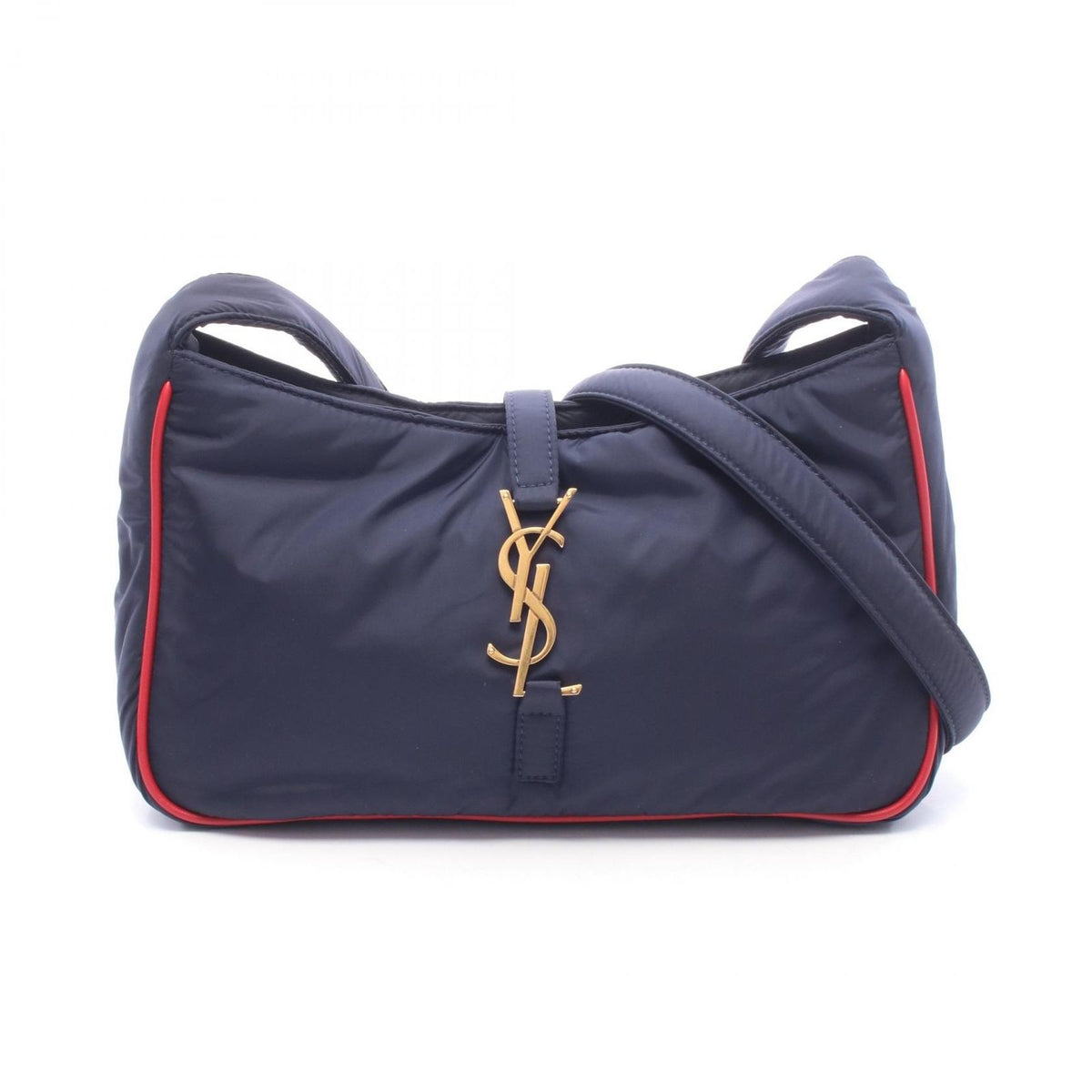 Saint Laurent Paris Shoulder Buckle Cassette Navy Red Nylon Leather Le 5 a 7