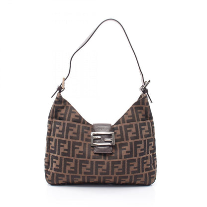 Fendi Shoulder Bag Zucca Brown Black Canvas Leather