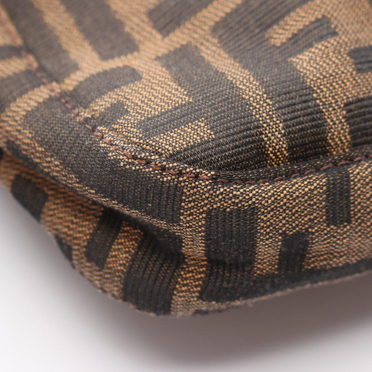 Fendi Shoulder Bag Zucca Brown Black Canvas Leather — view 5