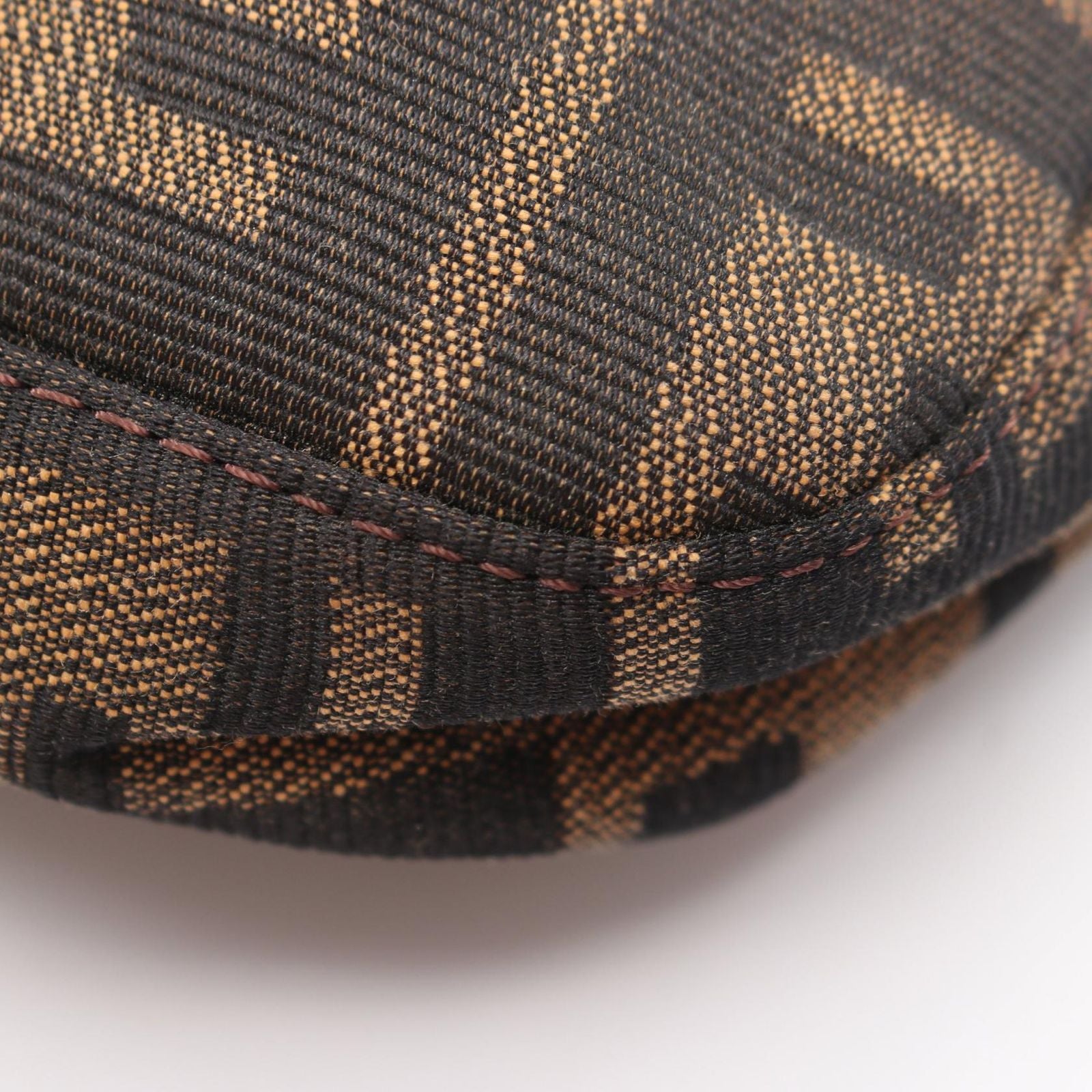 Fendi Shoulder Bag Zucca Brown Black Canvas Leather — view 6