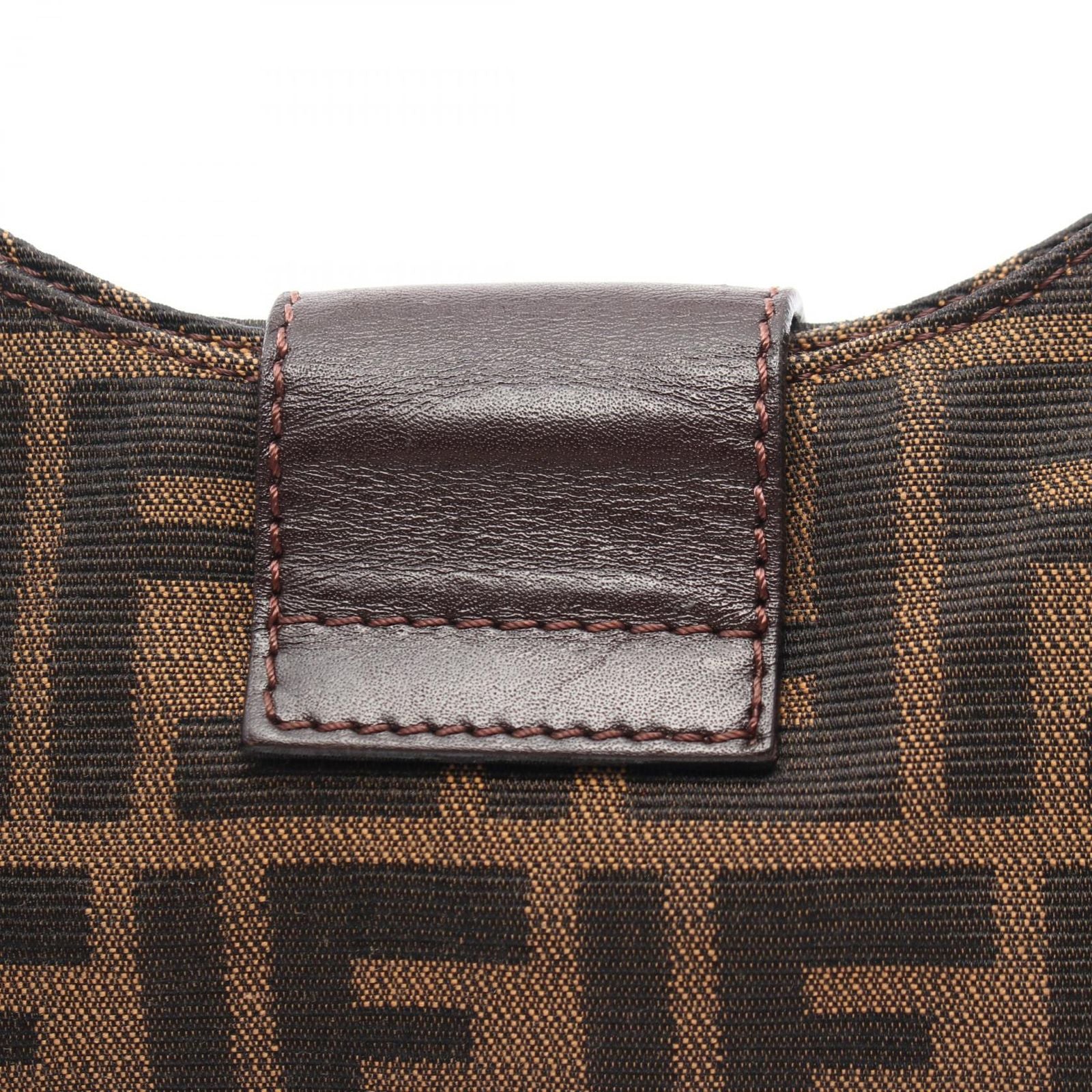 Fendi Shoulder Bag Zucca Brown Black Canvas Leather — view 8