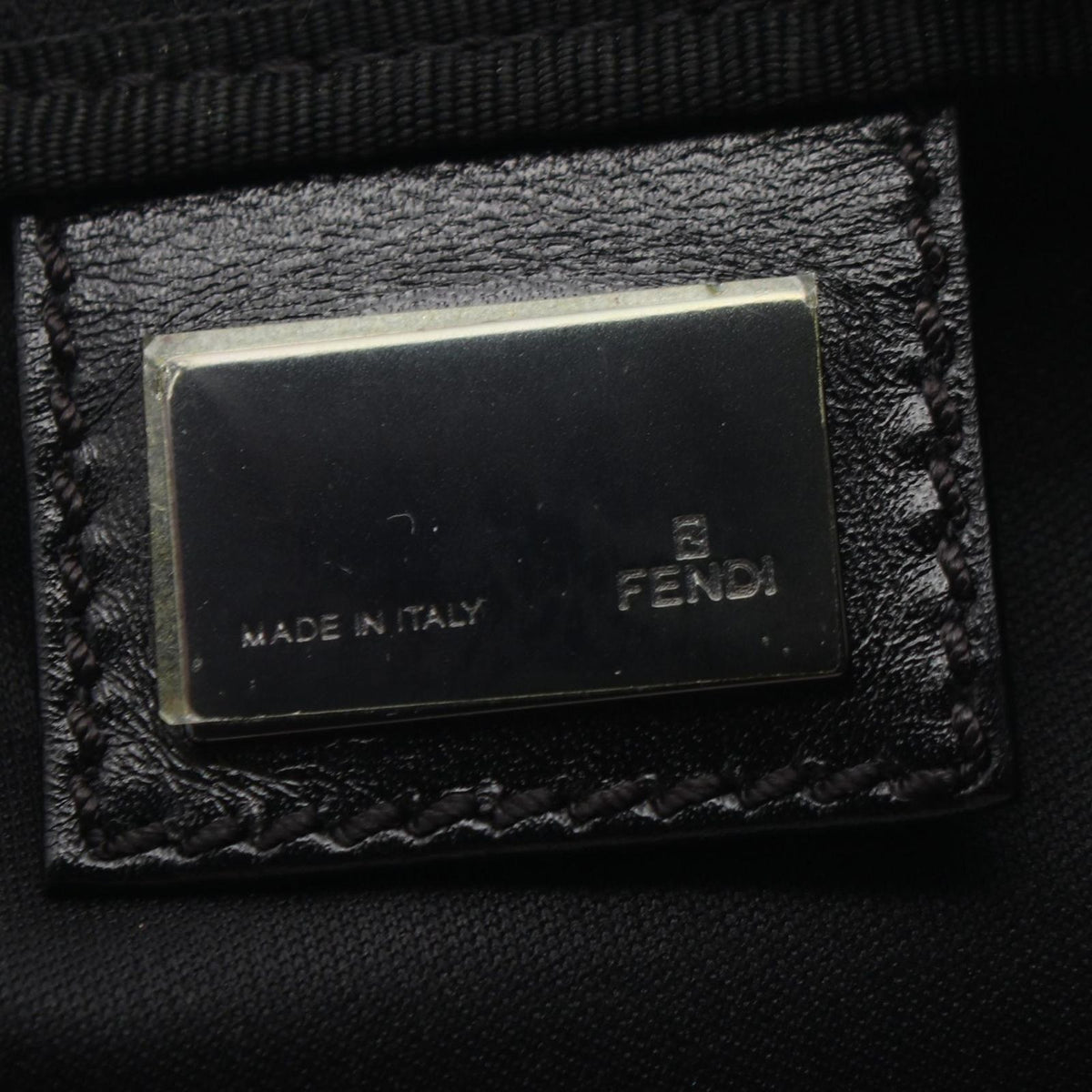Fendi Tote Zucchino Black Canvas Leather — view 4