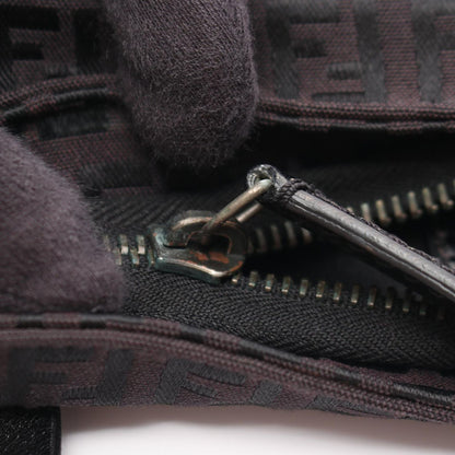 Fendi Tote Zucchino Black Canvas Leather — view 8