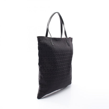 Fendi Tote Zucchino Black Canvas Leather — view 2