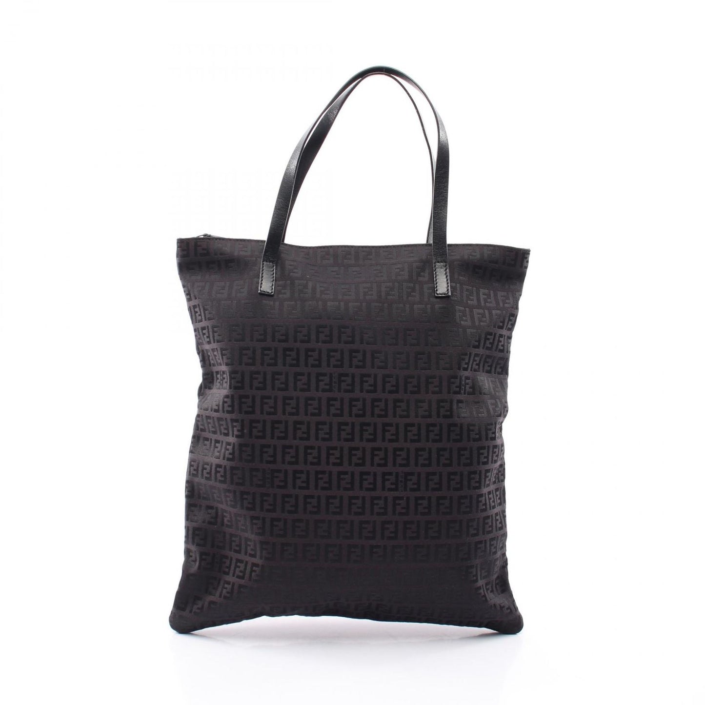 Fendi Tote Zucchino Black Canvas Leather
