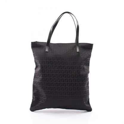 Fendi Tote Zucchino Black Canvas Leather