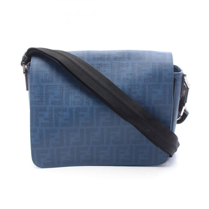 Fendi Shoulder Bag Zucca Blue Leather