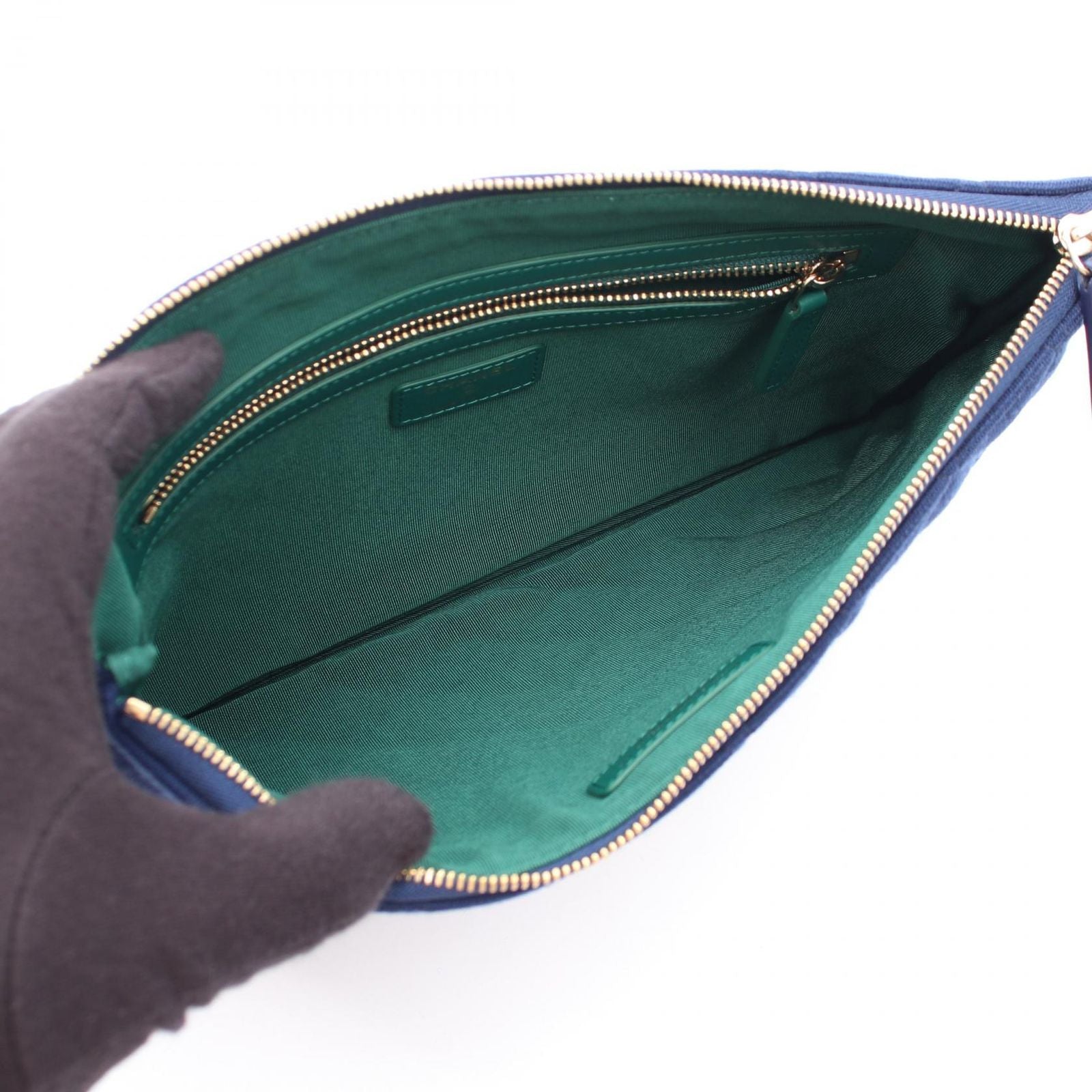 Chanel Clutch Quilted Blue Cotton — view 3