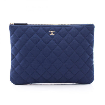 Chanel Clutch Quilted Blue Cotton