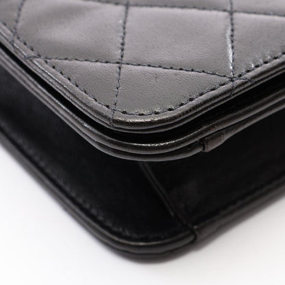 Chanel Shoulder Bag Mini Quilted Push Lock Full Flap Black Lambskin Small Chain — view 8