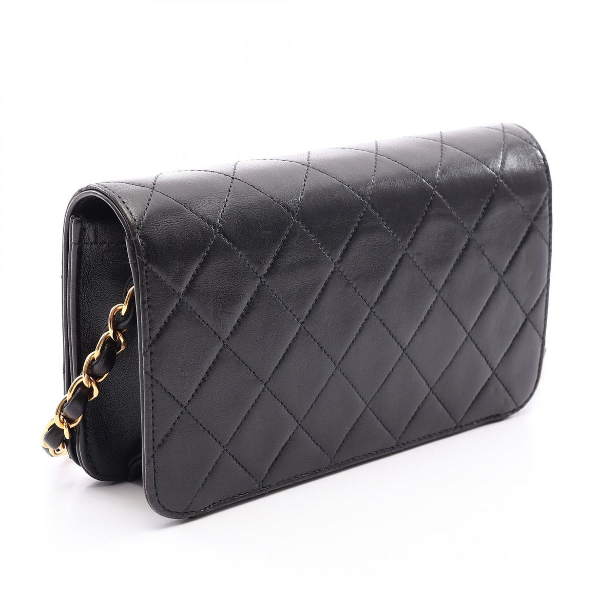 Chanel Shoulder Bag Mini Quilted Push Lock Full Flap Black Lambskin Small Chain — view 2
