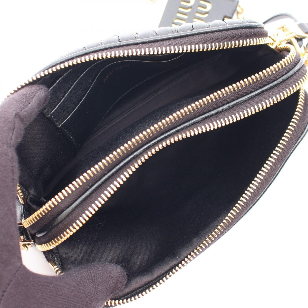 Miu Miu Shoulder Bag Matelasse Mini Black Leather Chain — view 3