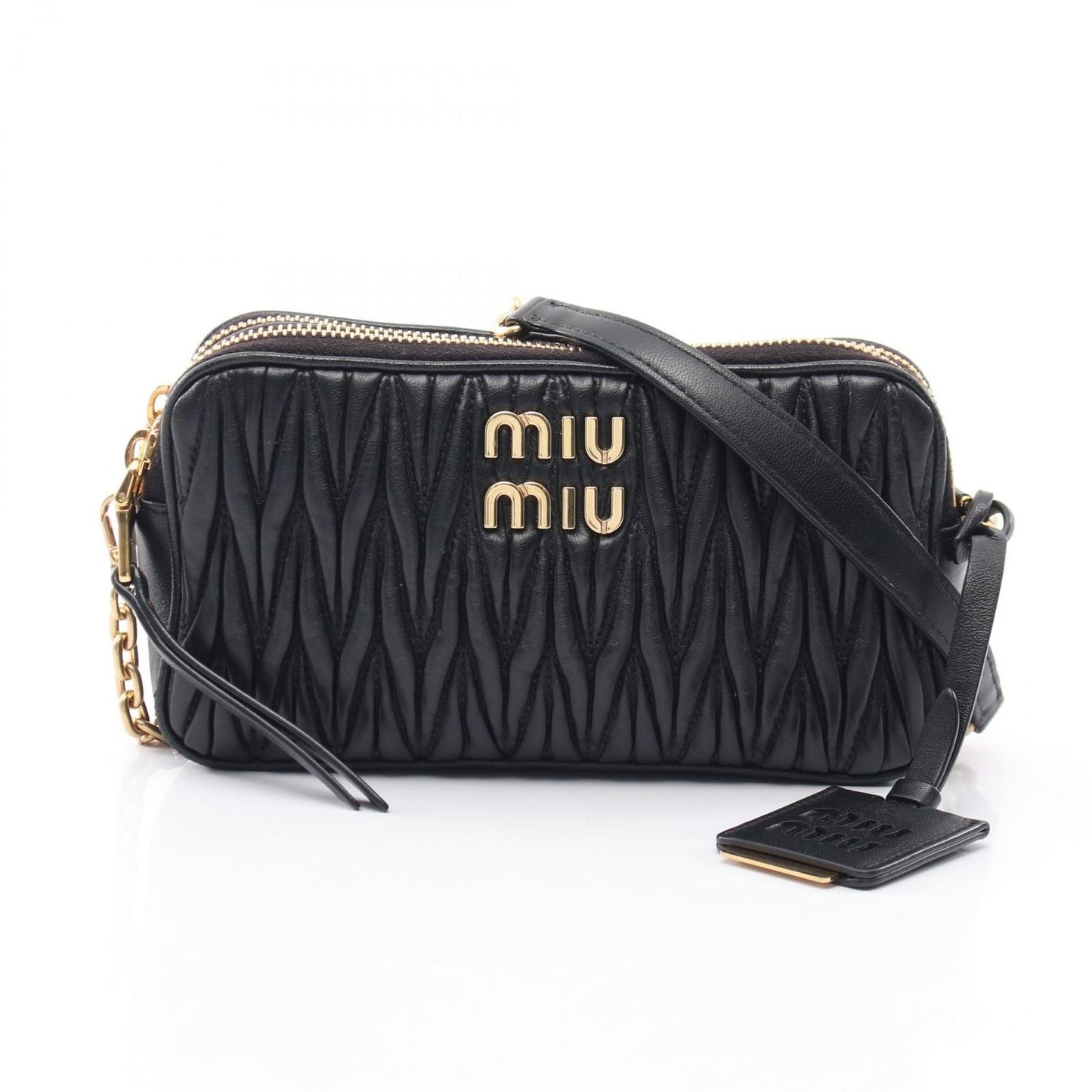 Miu Miu Shoulder Bag Matelasse Mini Black Leather Chain