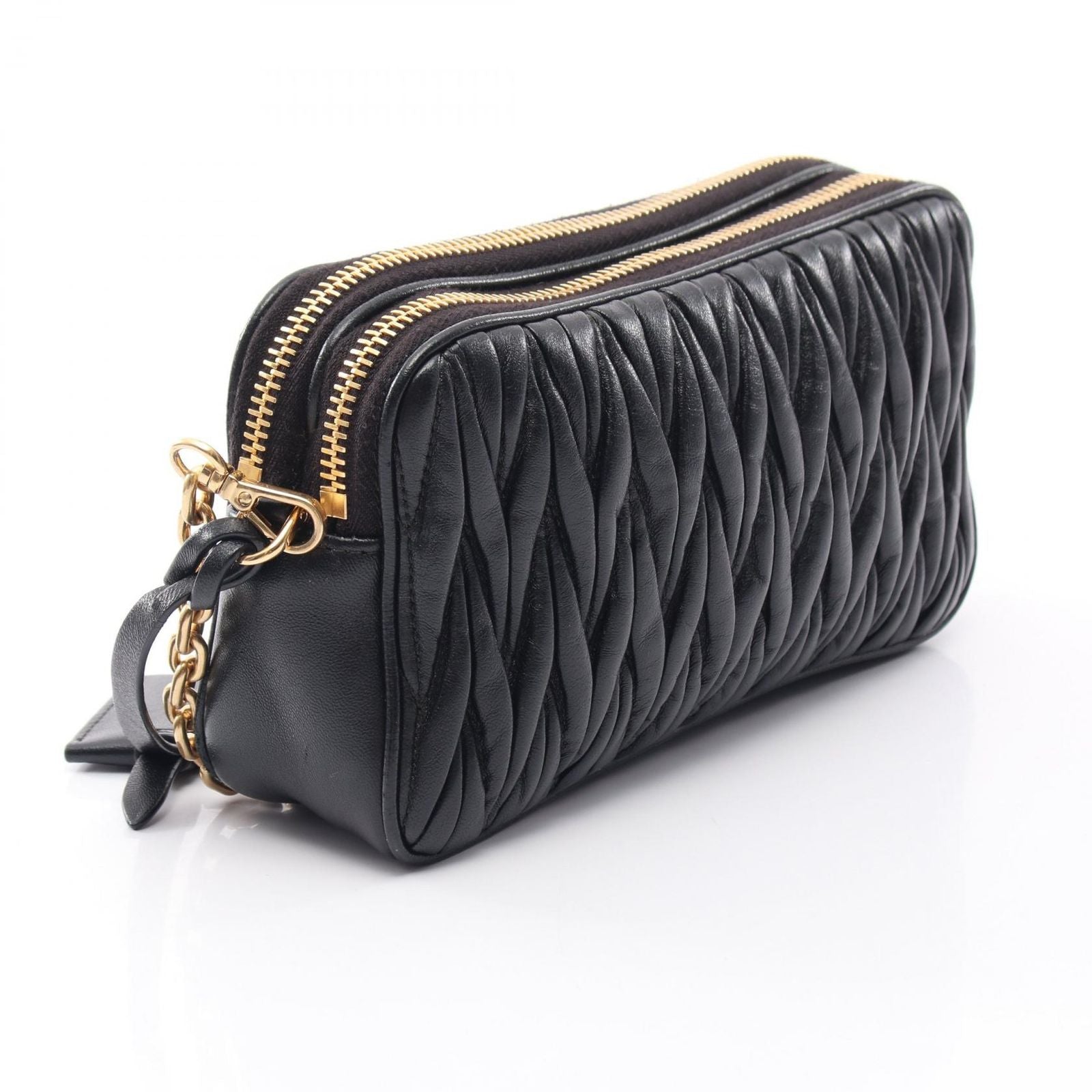 Miu Miu Shoulder Bag Matelasse Mini Black Leather Chain — view 2