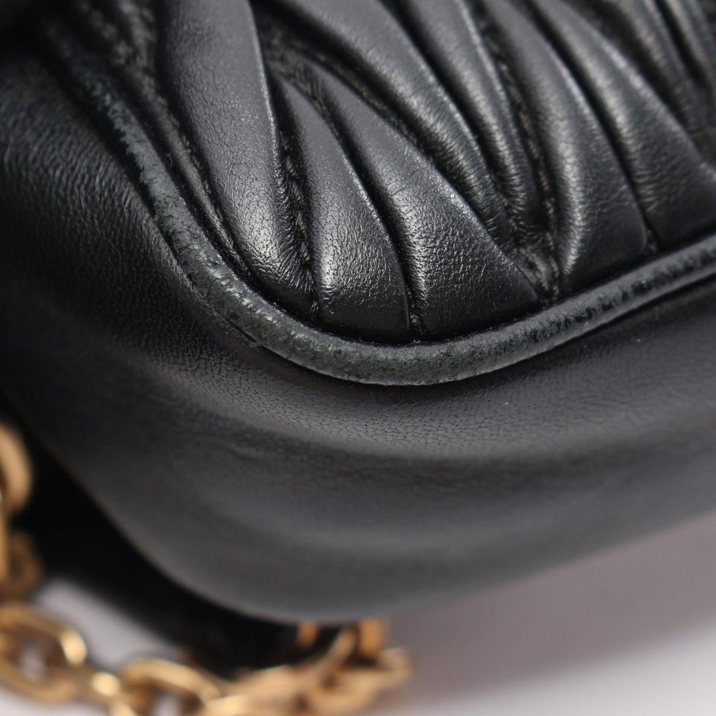 Miu Miu Shoulder Bag Matelasse Mini Black Leather Chain — view 7