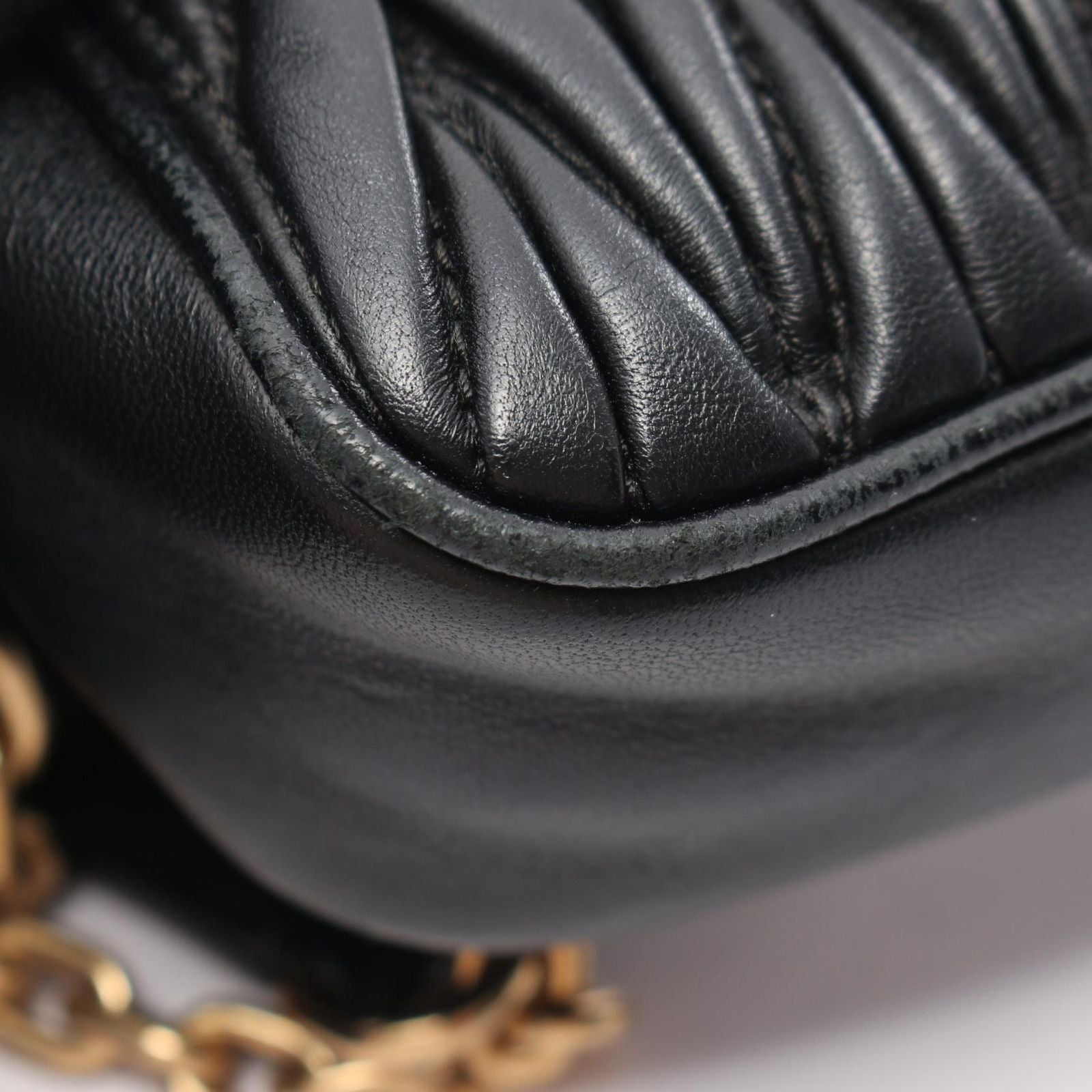 Miu Miu Shoulder Bag Matelasse Mini Black Leather Chain — view 7