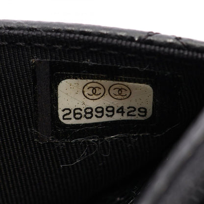 Chanel Shoulder Bag Quilted Black Caviar Leather Chain Wallet — view 5