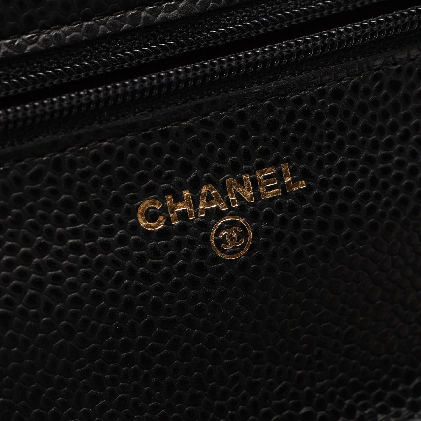 Chanel Shoulder Bag Quilted Black Caviar Leather Chain Wallet — view 4