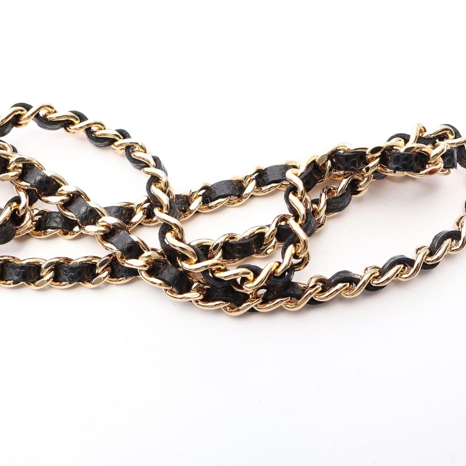 Chanel Shoulder Bag Quilted Black Caviar Leather Chain Wallet — view 7