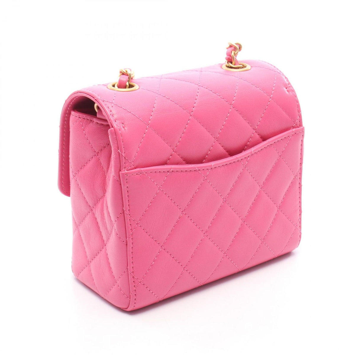 Chanel Shoulder Bag Quilted Mini Flap Chain Pink Leather — view 2