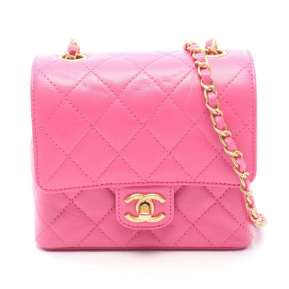 Chanel Shoulder Bag Quilted Mini Flap Chain Pink Leather