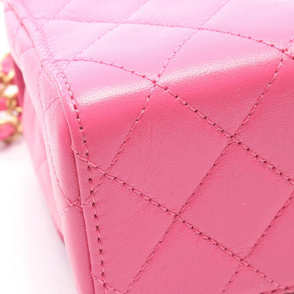 Chanel Shoulder Bag Quilted Mini Flap Chain Pink Leather — view 7