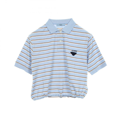 Prada Polo Shirt Cropped Border Short Sleeve Cotton