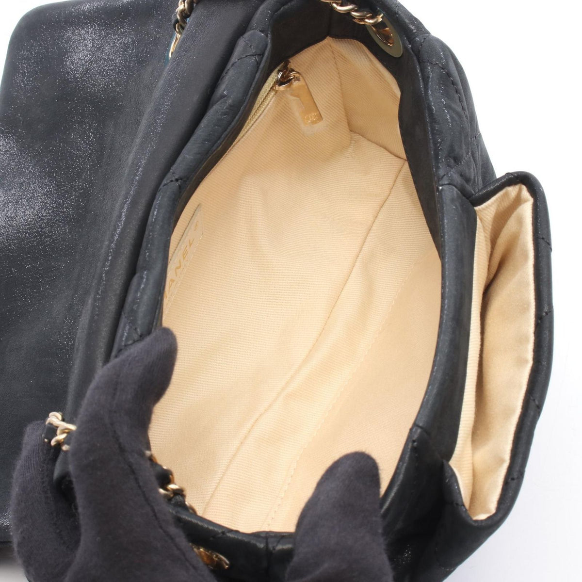 Chanel Shoulder Bag Quilted Black Leather Chain — view 3