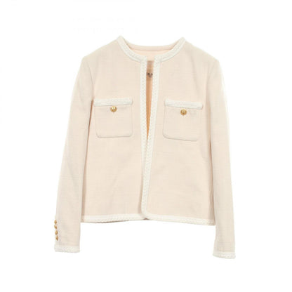 Celine Collarless Jacket Tweed Silk