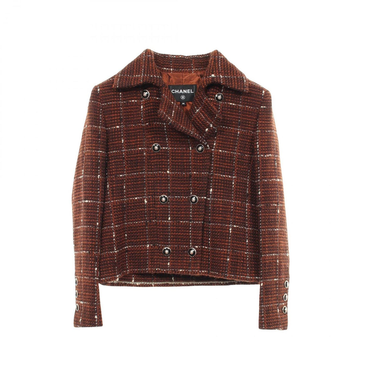 Chanel Lion Button Double Breasted Tweed Wool Jacket