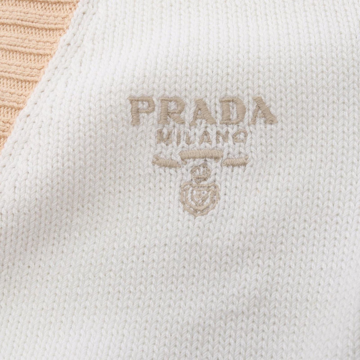 Prada Cardigan Logo Embroidery Cropped Cotton — view 7