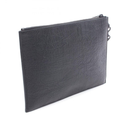 Saint Laurent Paris Clutch Cassandra Zip Tablet Holder Croco Embossed Black — view 2