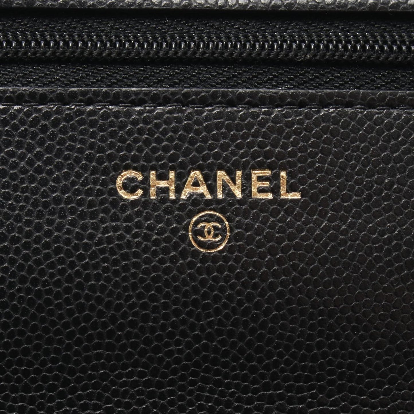 Chanel Shoulder Bag Quilted Black Caviar Leather Chain Wallet — view 4