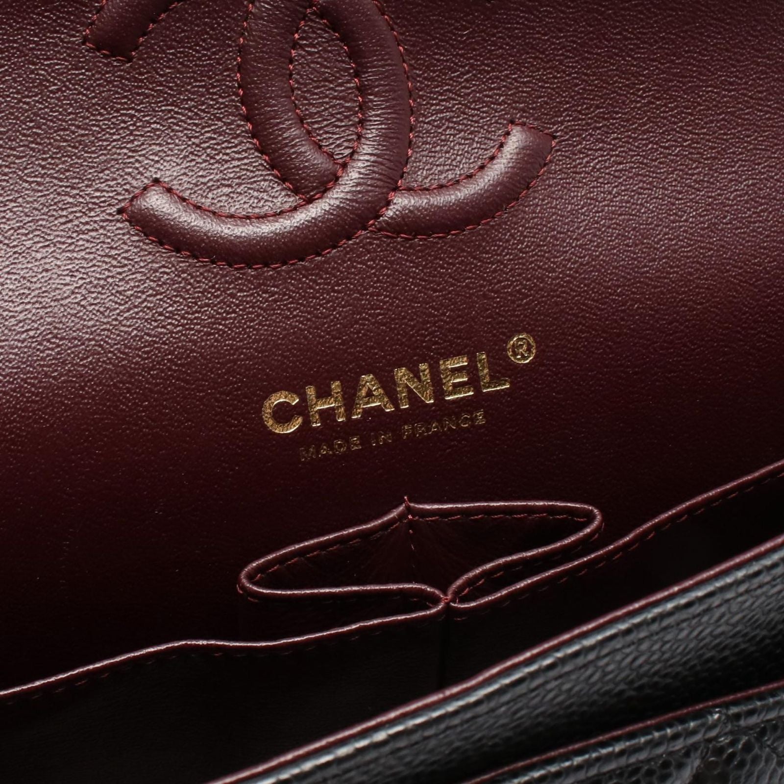 Chanel Shoulder Bag Quilted Double Flap Black Caviar Leather Chain — view 4