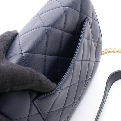 Chanel Shoulder Bag Quilted Navy Leather Chain — view 6