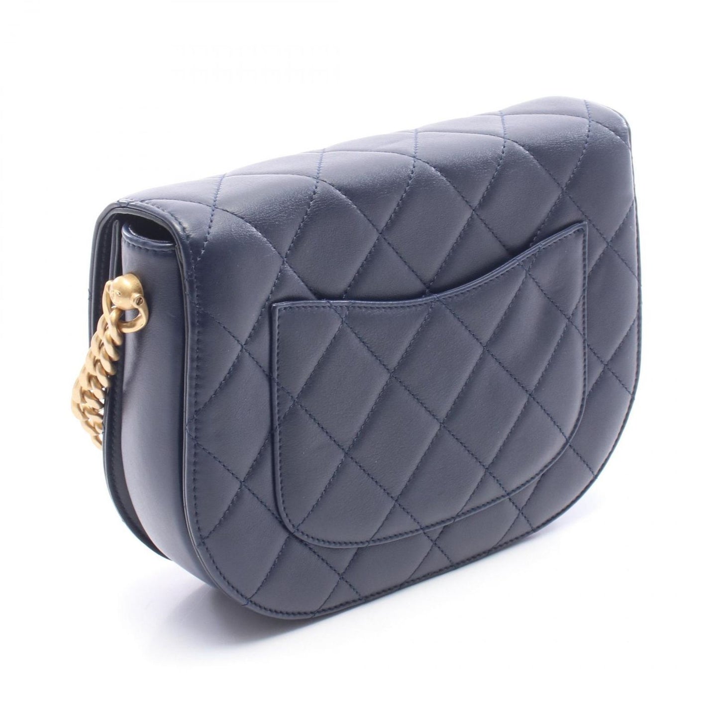 Chanel Shoulder Bag Quilted Navy Leather Chain — view 2