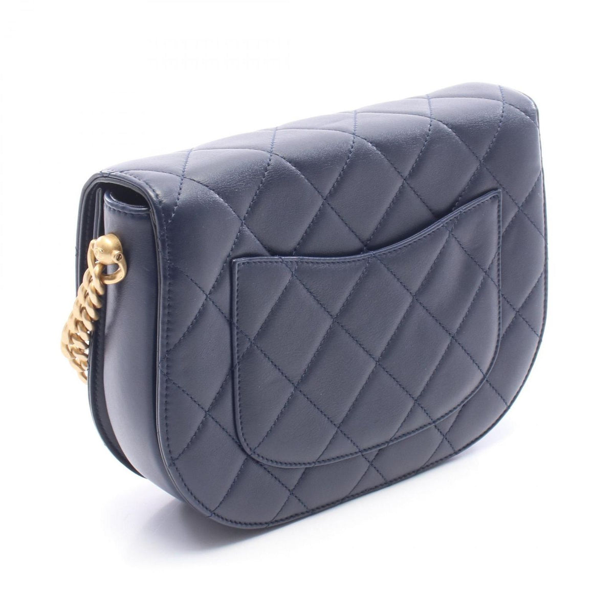 Chanel Shoulder Bag Quilted Navy Leather Chain — view 2