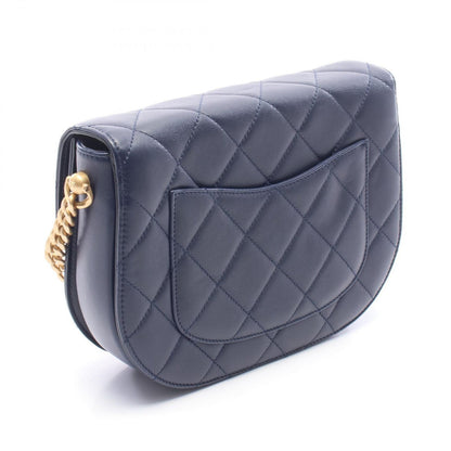 Chanel Shoulder Bag Quilted Navy Leather Chain — view 2