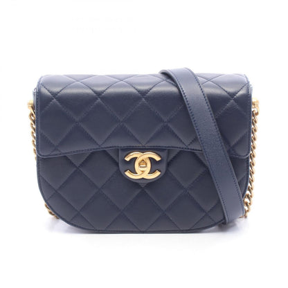 Chanel Shoulder Bag Quilted Navy Leather Chain