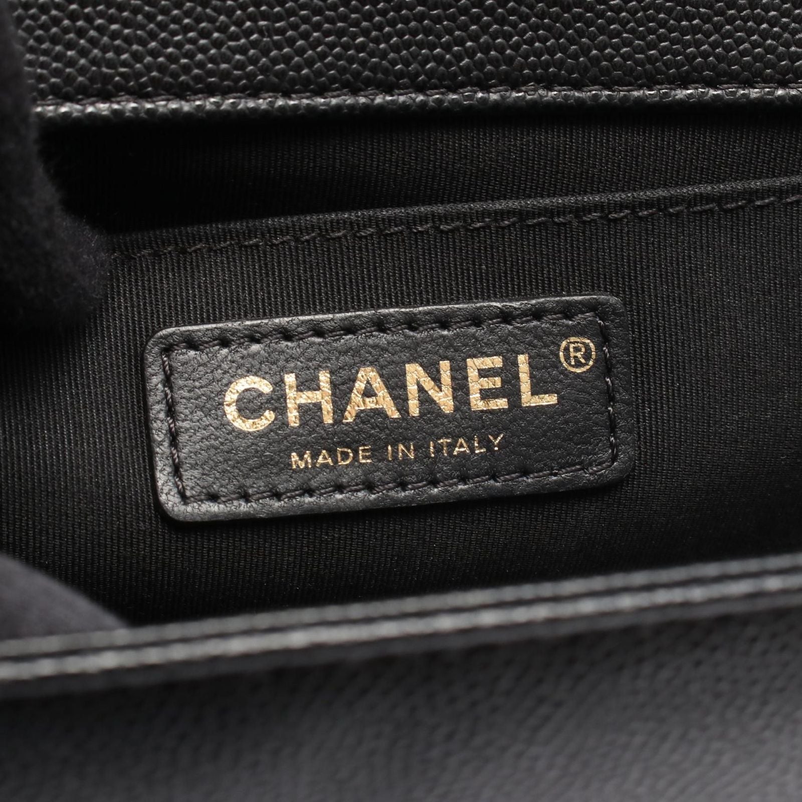 Chanel Shoulder Bag Boy Black Caviar Leather Chain — view 4