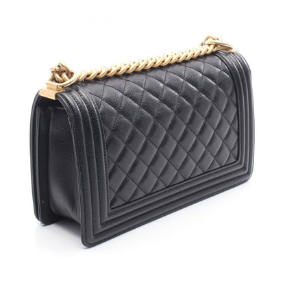 Chanel Shoulder Bag Boy Black Caviar Leather Chain — view 2