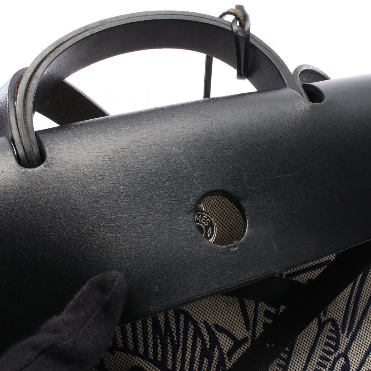 Hermes Handbag Herbag Zip MM Pegasus Pop Black Ecru Blue Indie Canvas Leather MM — view 7