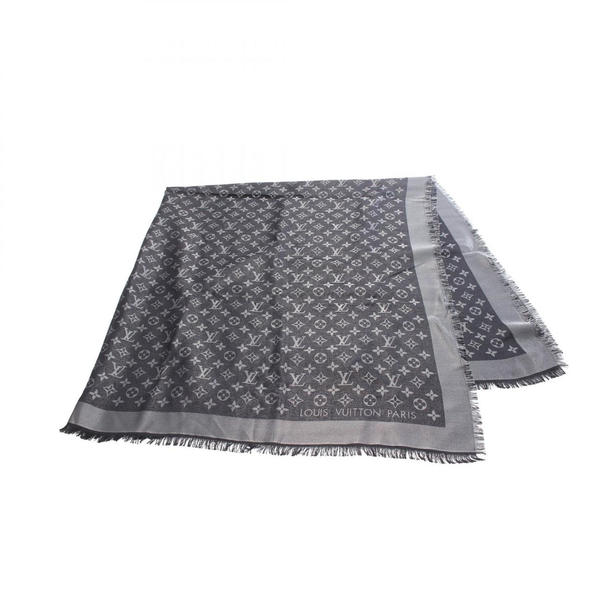 Louis Vuitton Shawl Monogram Shine Silk Wool Scarf