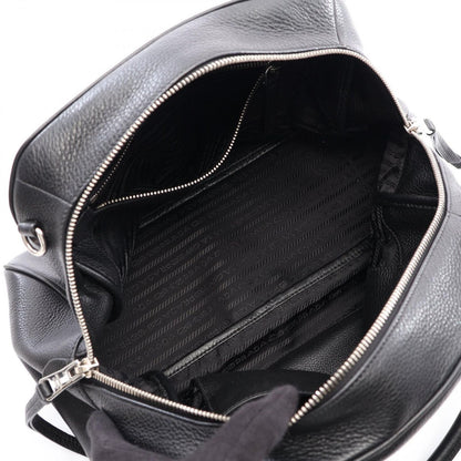 Prada Handbag Logo 2-Way Black Leather Metal — view 3
